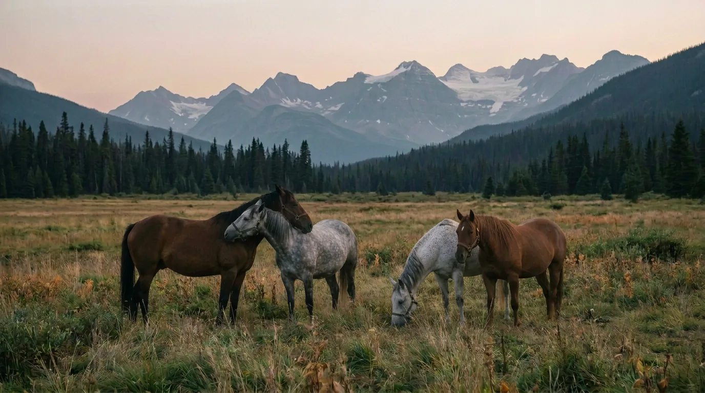 Chevaux en liberté, Écuries de la Palud, Haute-Savoie